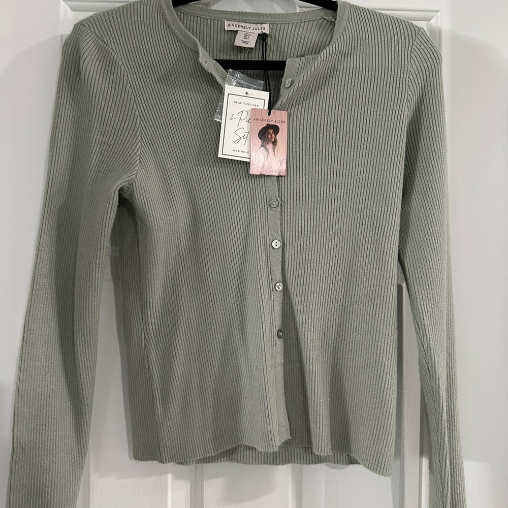 Sincerely Jules Ribbed Button Down in Sage